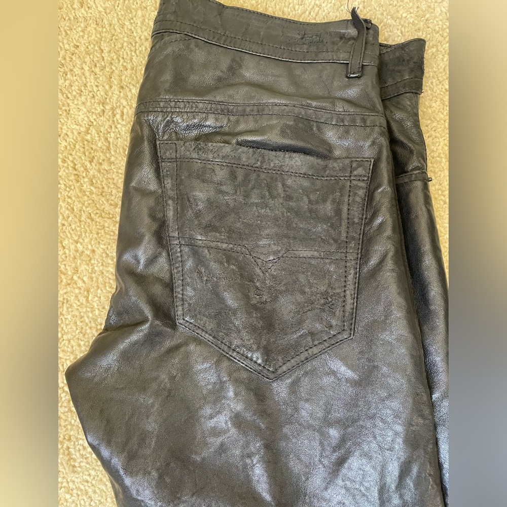 Diesel straight leg sheepskin leather rockstar trousers / pants